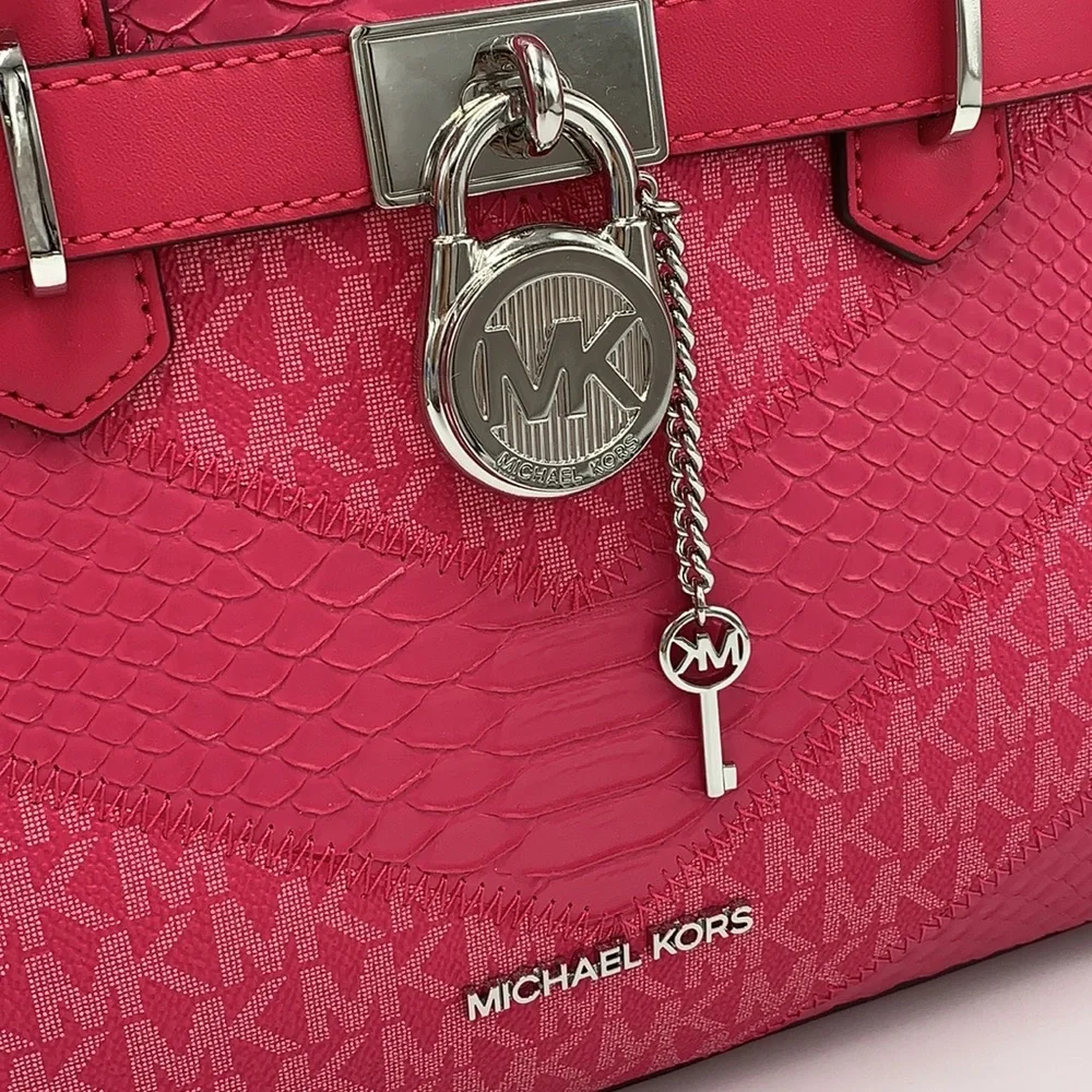 Michael Kors Hamilton Small Satchel Shoulder Crossbody Bag  Electric Pink Multi